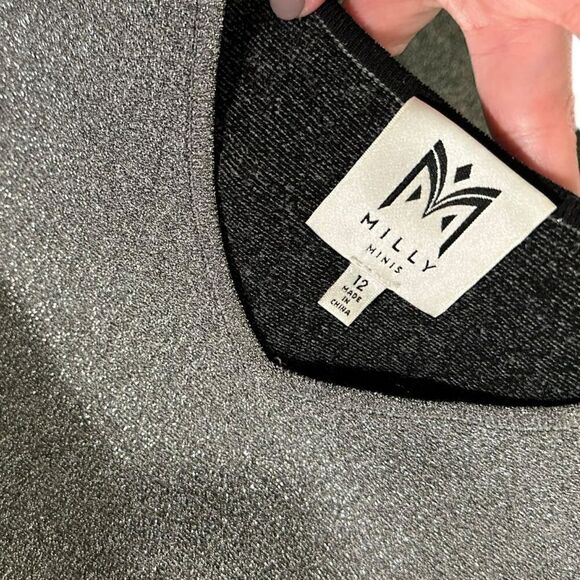 Milly Minis Girls Fancy Silver Metallic Twirly Skater Dress - Picture 4 of 5